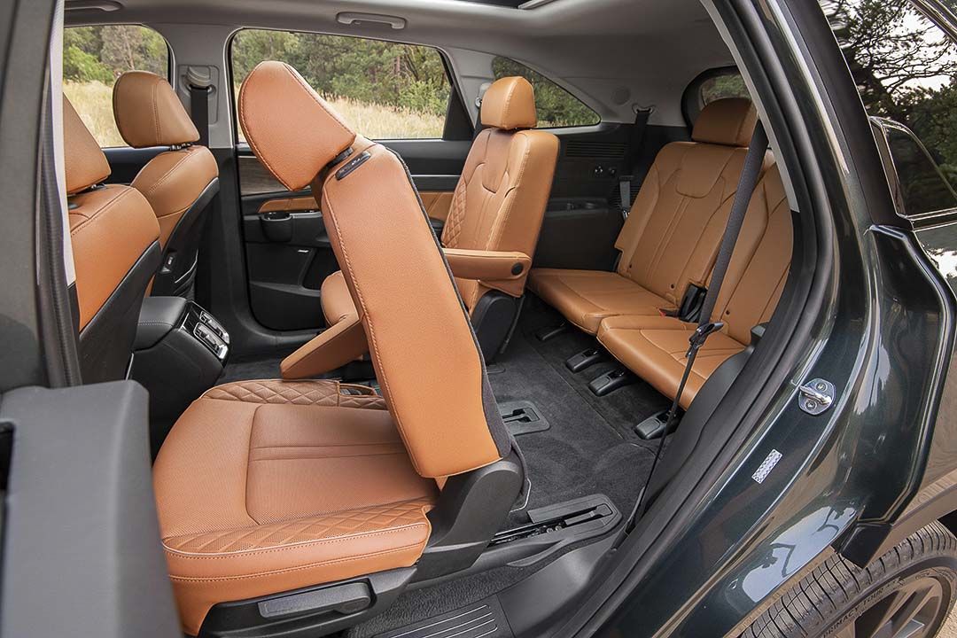view of the second and third row of seats inside the 2021 Kia Sorento