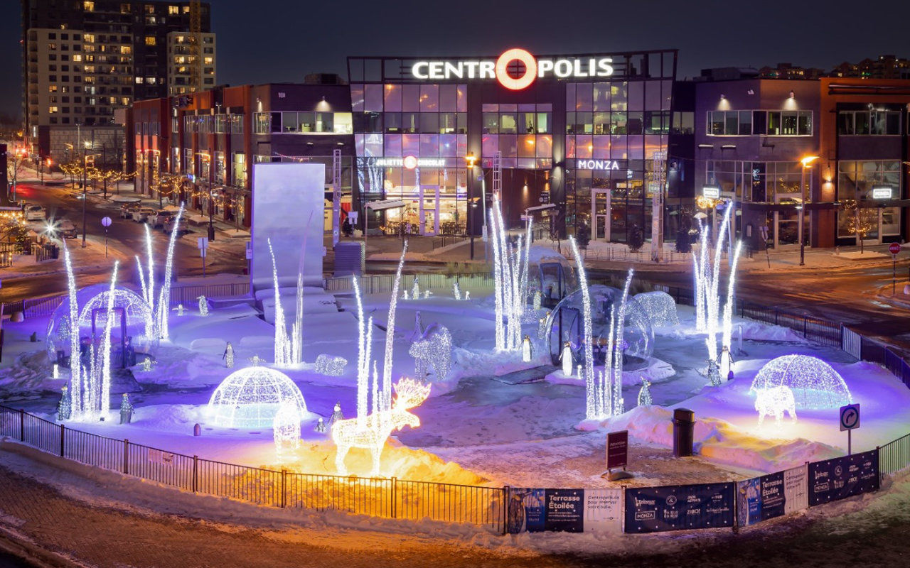 luminous installations at the heart of Centropolis, surrounded by restaurants and shops