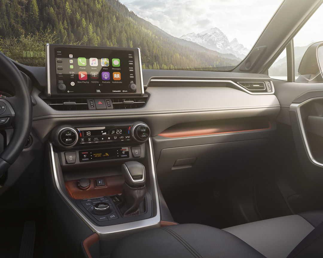 view of the touchscreen and dashboard inside of the 2022 Toyota RAV4