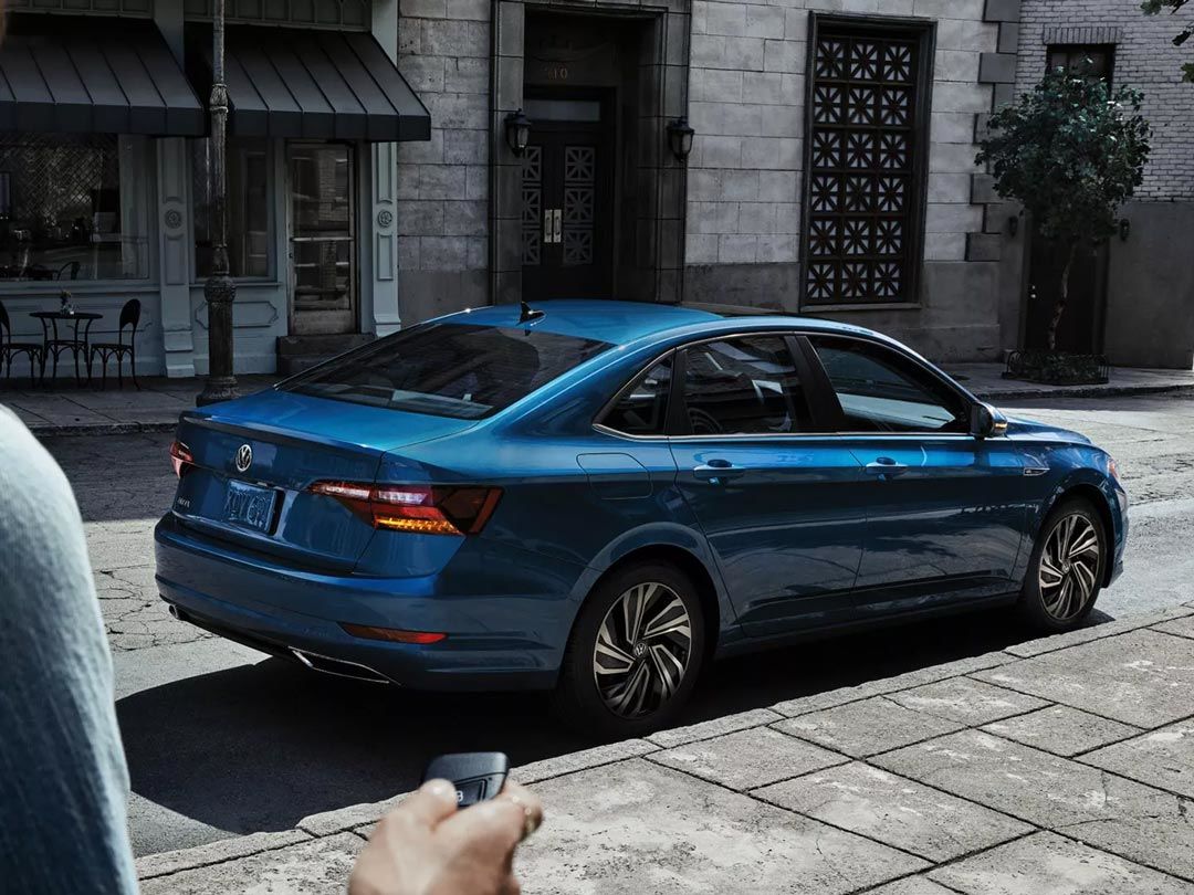 Driver's hand starting the 2021 VW Jetta Execline remotely