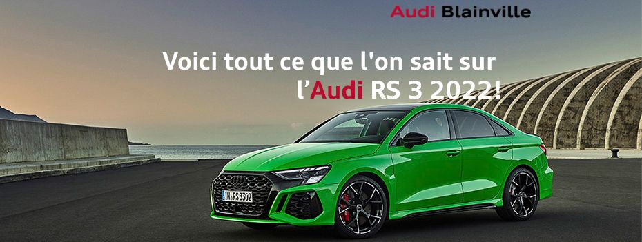 présentation de l'Audi RS 3 2022 vue de trois quart avant