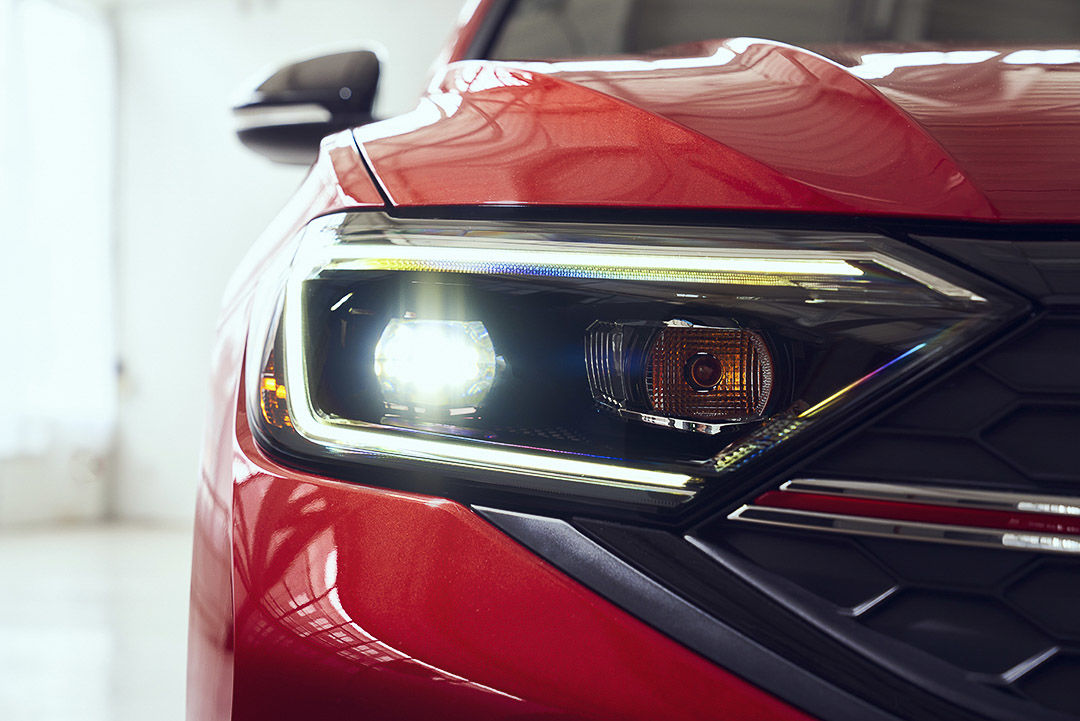 close up front view of the headlight on the 2022 Volkswagen Jetta GLI