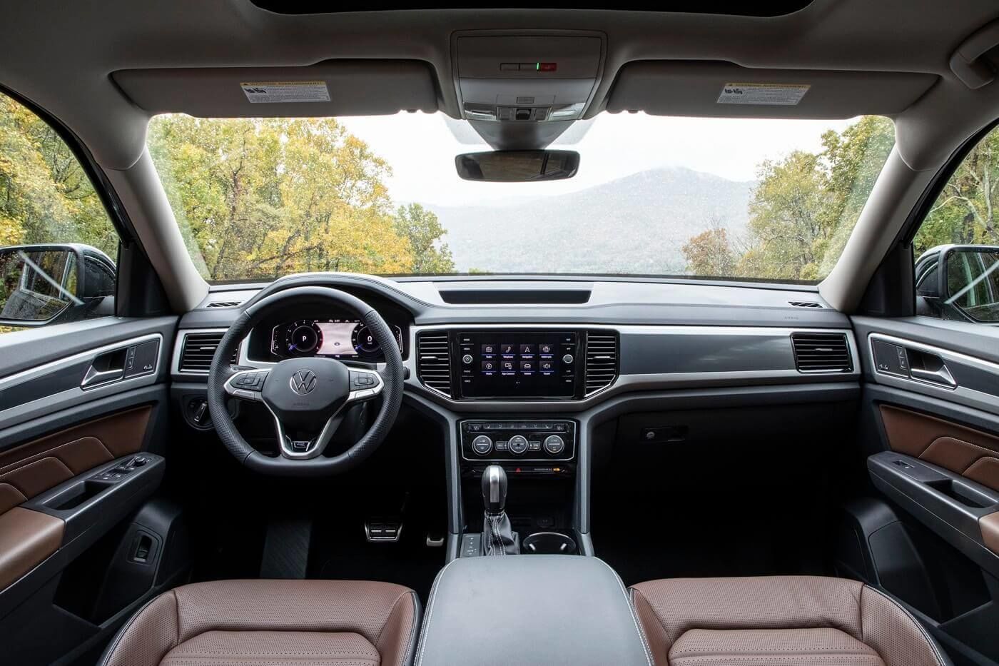 view of the steering wheel and dashboard inside of the 2022 Volkswagen Atlas