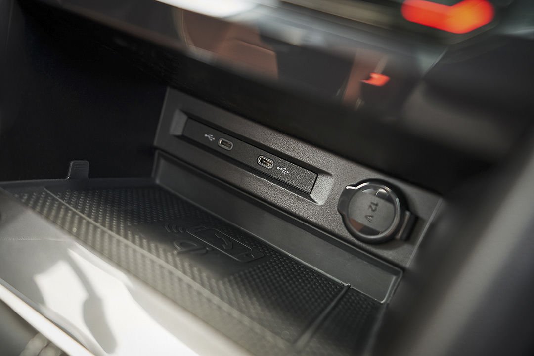 view of the two available USB ports inside of the 2022 Volkswagen Tiguan R-Line