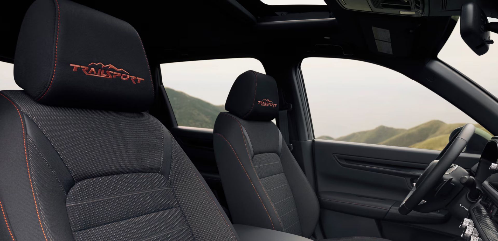 Vue de l'interieur et du tableau de bord d'un Honda CRV 2026