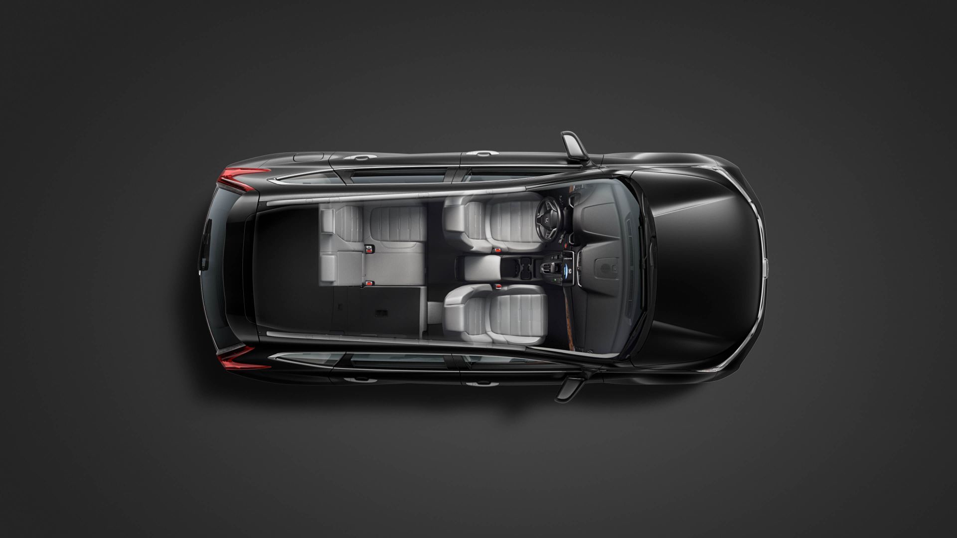 dessus du Honda CR-V 2018, toit ouvert dévoilant l'habitacle du véhicule