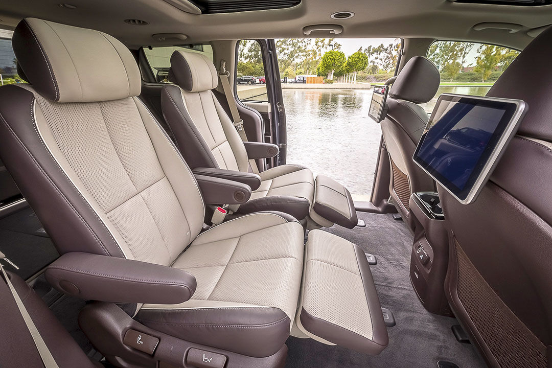 view of the second row of seats inside of the 2021 Kia Sedona
