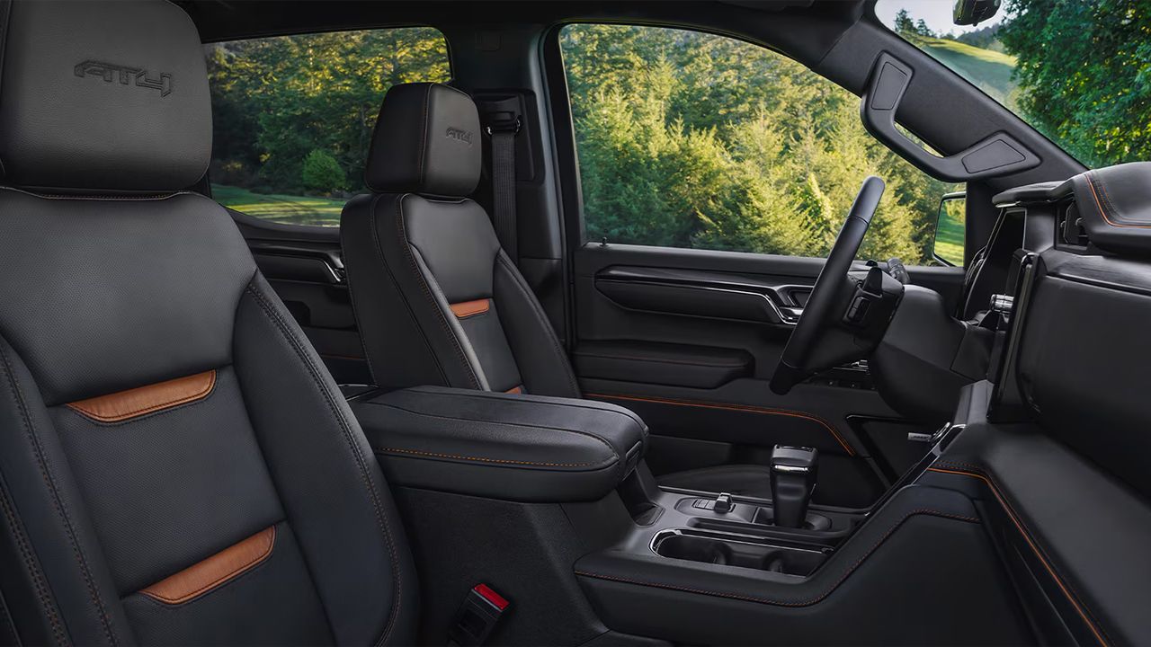View of the interior of the GMC Sierra 1500 and its heated front seats