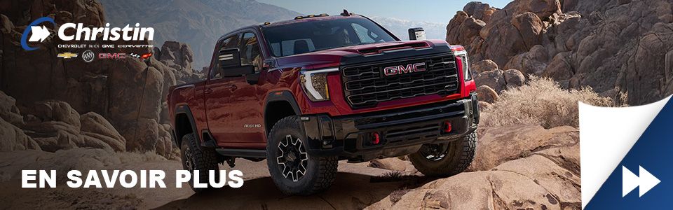 Appel à l'action qui montre le GMC Sierra 2500 HD 2025 pour Christin automobile.