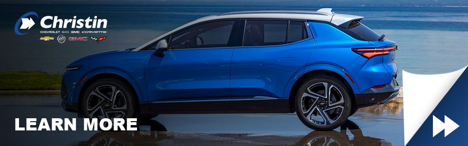 Image showing a call to action for the 2025 Equinox EV for Christin Automobile.
