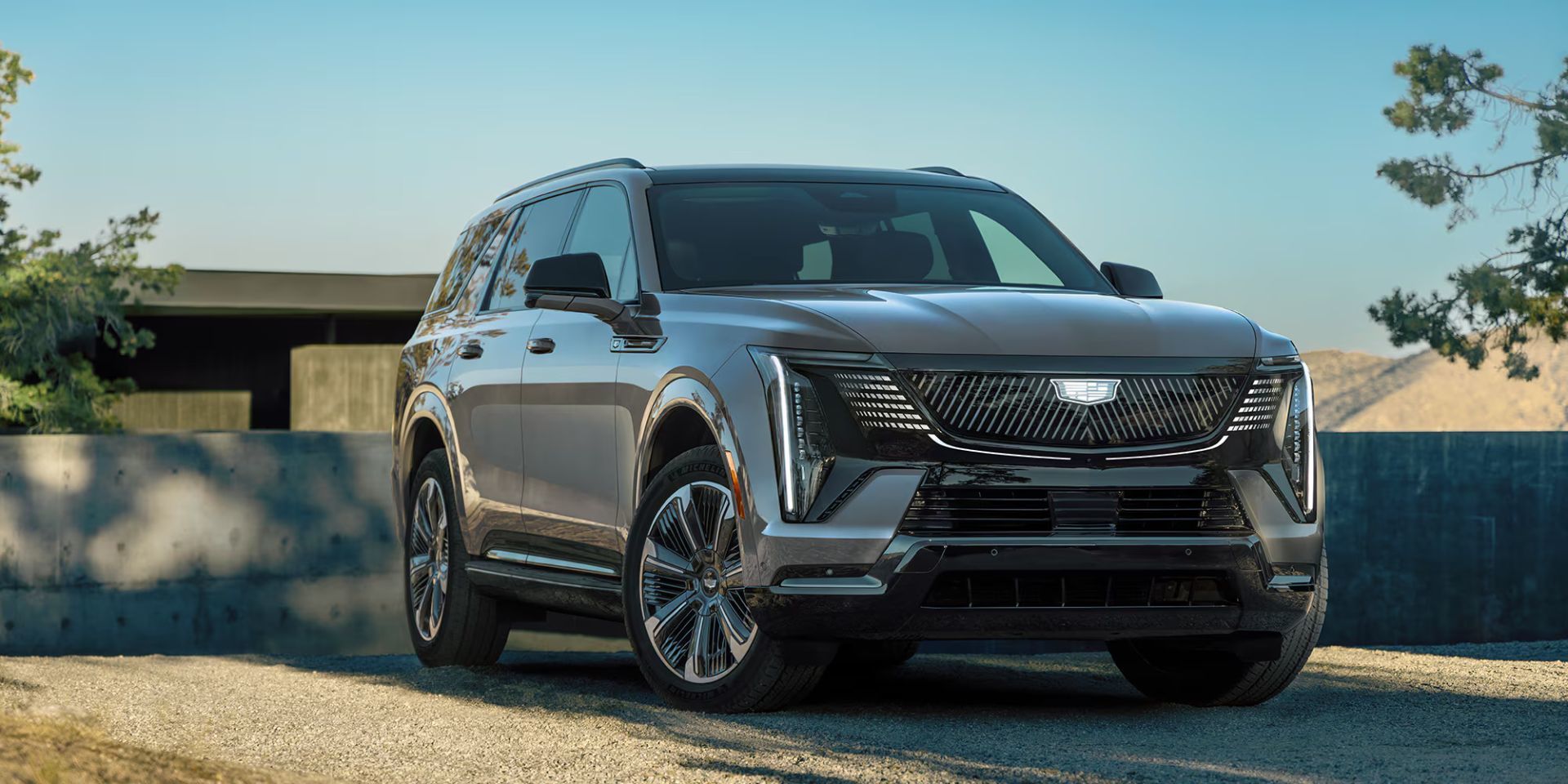 Front lateral view of a parked Cadillac Escalade IQ 2026