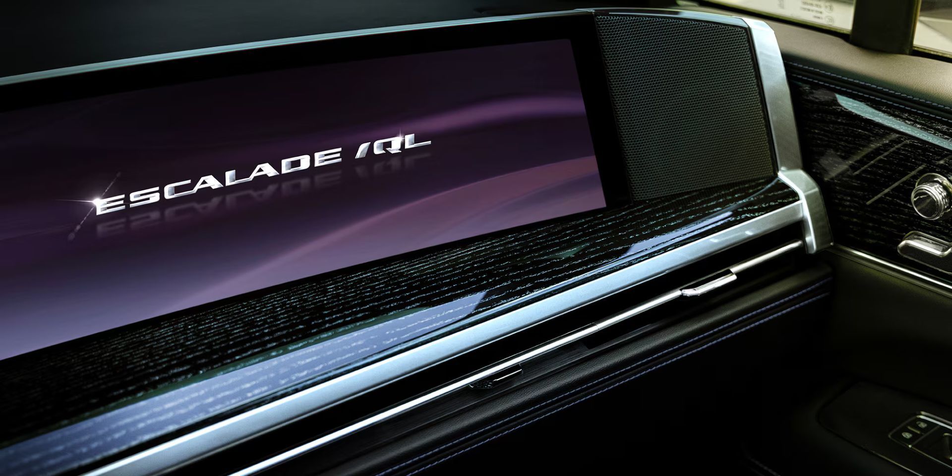 Close-up view of the 2026 Cadillac Escalade IQ logo
