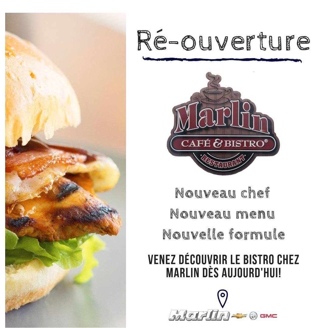 Ré-ouverture Marlin café & bistro, nouveau chef, nouveau menu