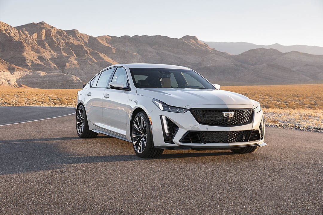 three quarter front view of the 2022 Cadillac CT5-V Blackwing
