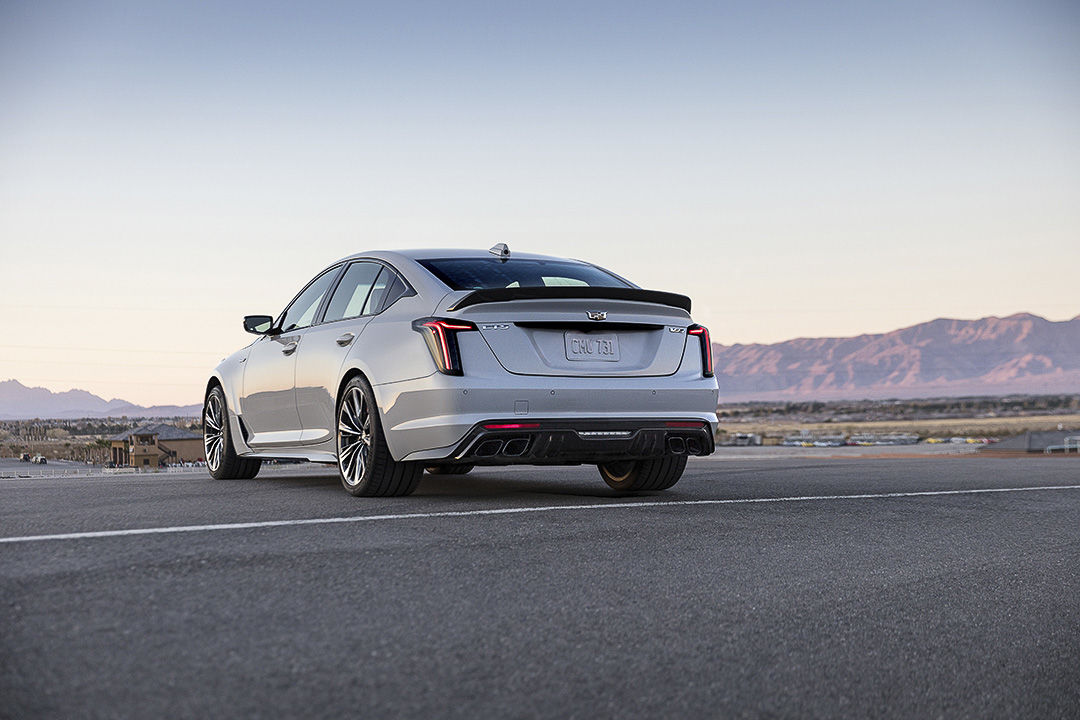 three quarter rear view of the 2022 Cadillac CT5-V Blackwing