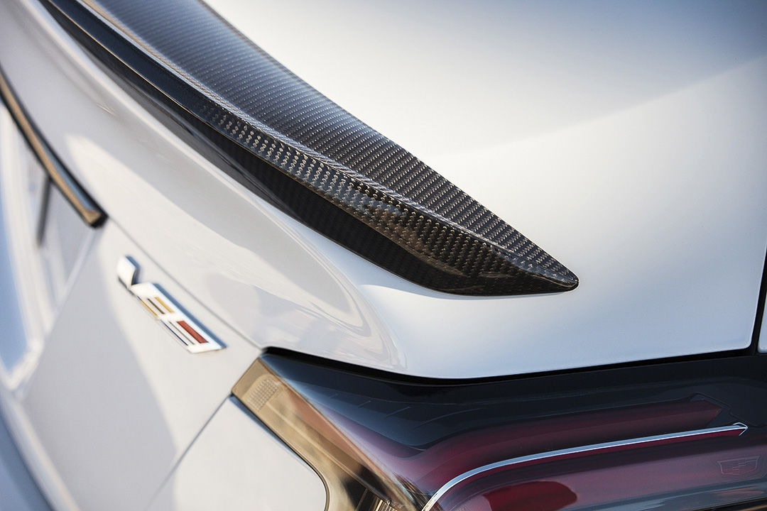 close up rear view of the tail light and 'V' badge of the 2022 Cadillac CT5-V Blackwing
