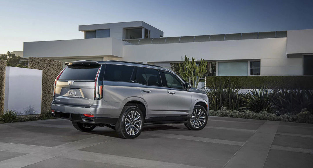 three quarter rear view of the 2022 Cadillac Escalade