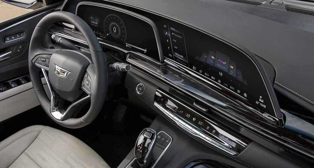 view of the steering wheel and dashboard inside of the 2022 Cadillac Escalade