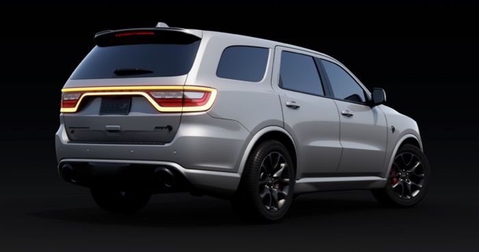 Vue 3/4 arrière du Dodge Durango 2025.