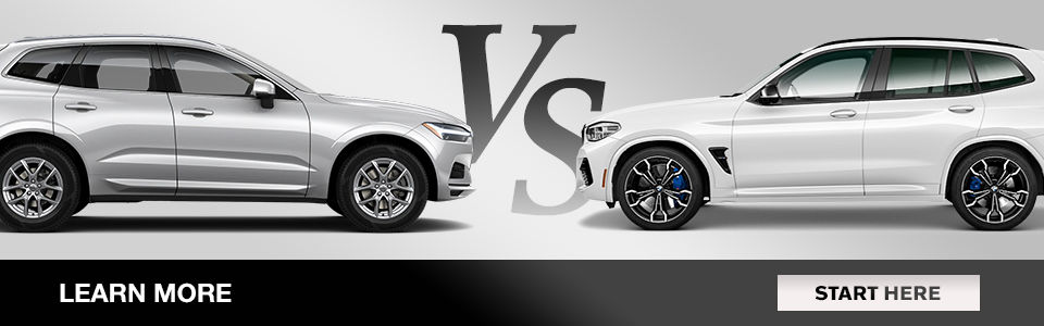 a gray 2020 volvo xc60 vehicle face to face with a gray 2020 BMW X3
