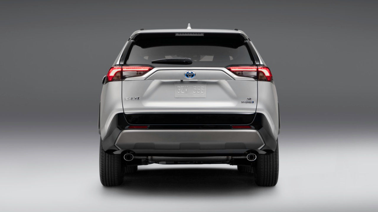 read view of a 2022 Toyota RAV4 hybrid on a gray background