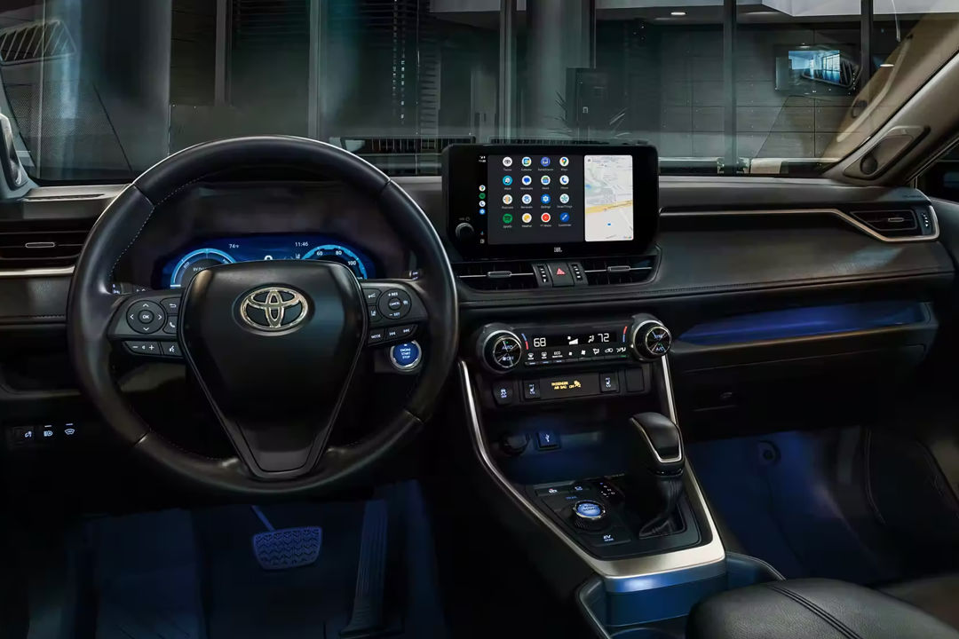 Interior view of the Toyota RAV4 and its dashboard