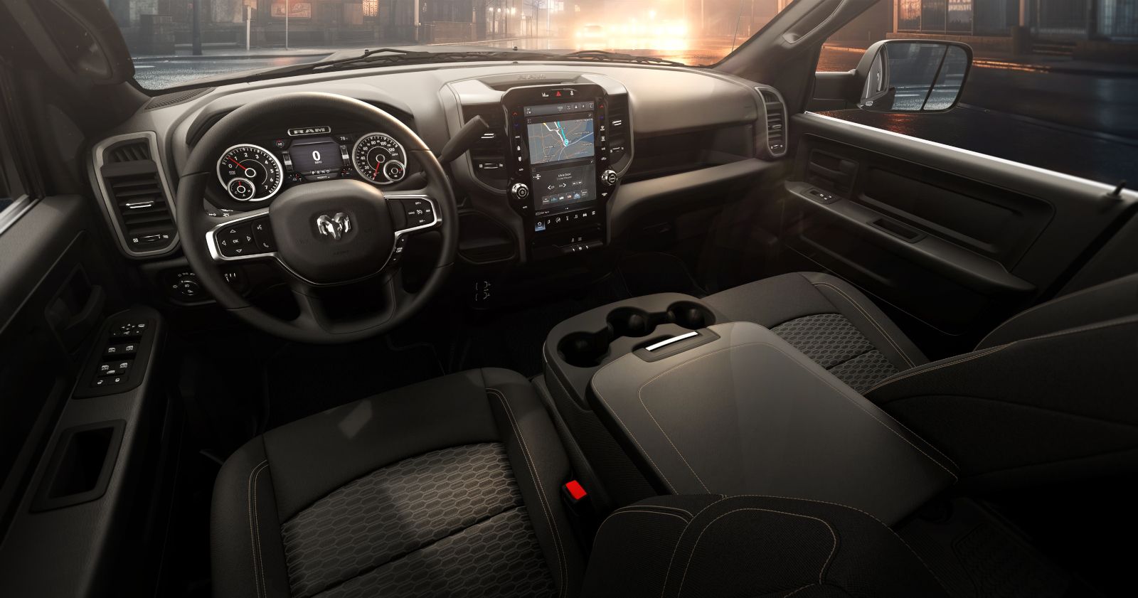 2025 Ram 2500 interior view of the dashboard and infotainment screen - Cooksville Dodge - Ram car dealership in Mississauga, Ontario