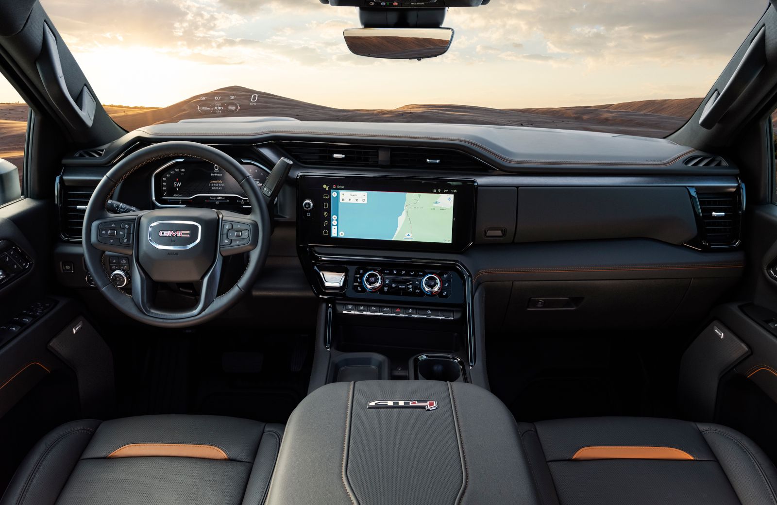 2025 GMC Sierra 2500 HD AT4 - interior view of the 2025 GMC Sierra 2500 HD AT4 dashboard and infotainment screen - Applewood Chevrolet Buick GMC - GMC car dealership in Mississauga, Ontario