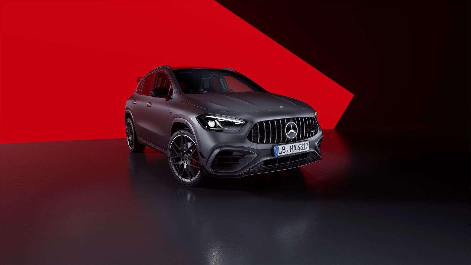 2025 Mercedes-AMG GLA - front view of a matte grey 2025 Mercedes-AMG GLA - Mercedes-Benz Brampton - Mercedes-Benz car dealership in Brampton, ON