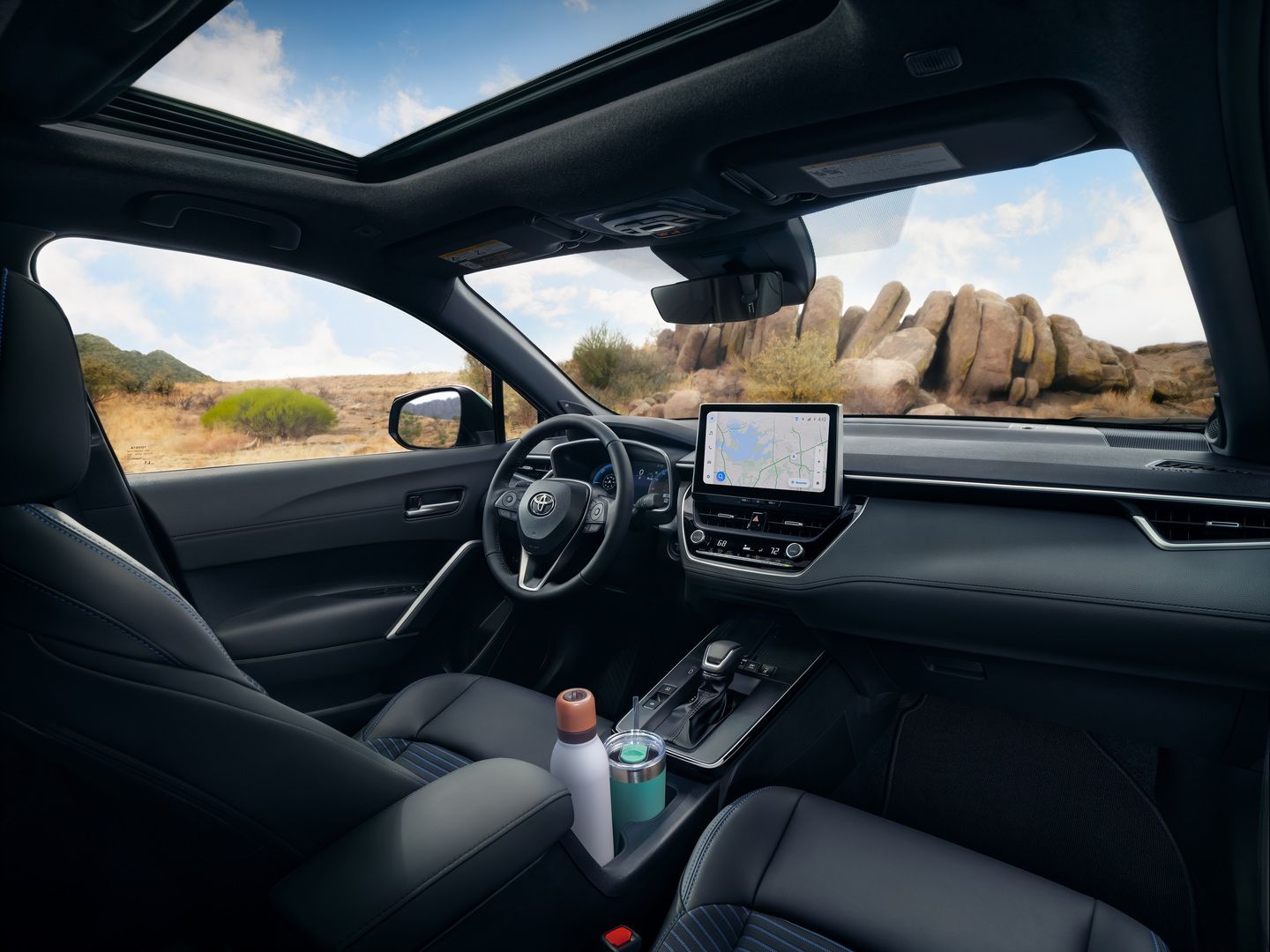 2026 Toyota Corolla Cross - interior view of the 2026 Toyota Corolla Cross's dashboard and infotainment screen - Georgetown Toyota - Toyota car dealership in Georgetown, ON