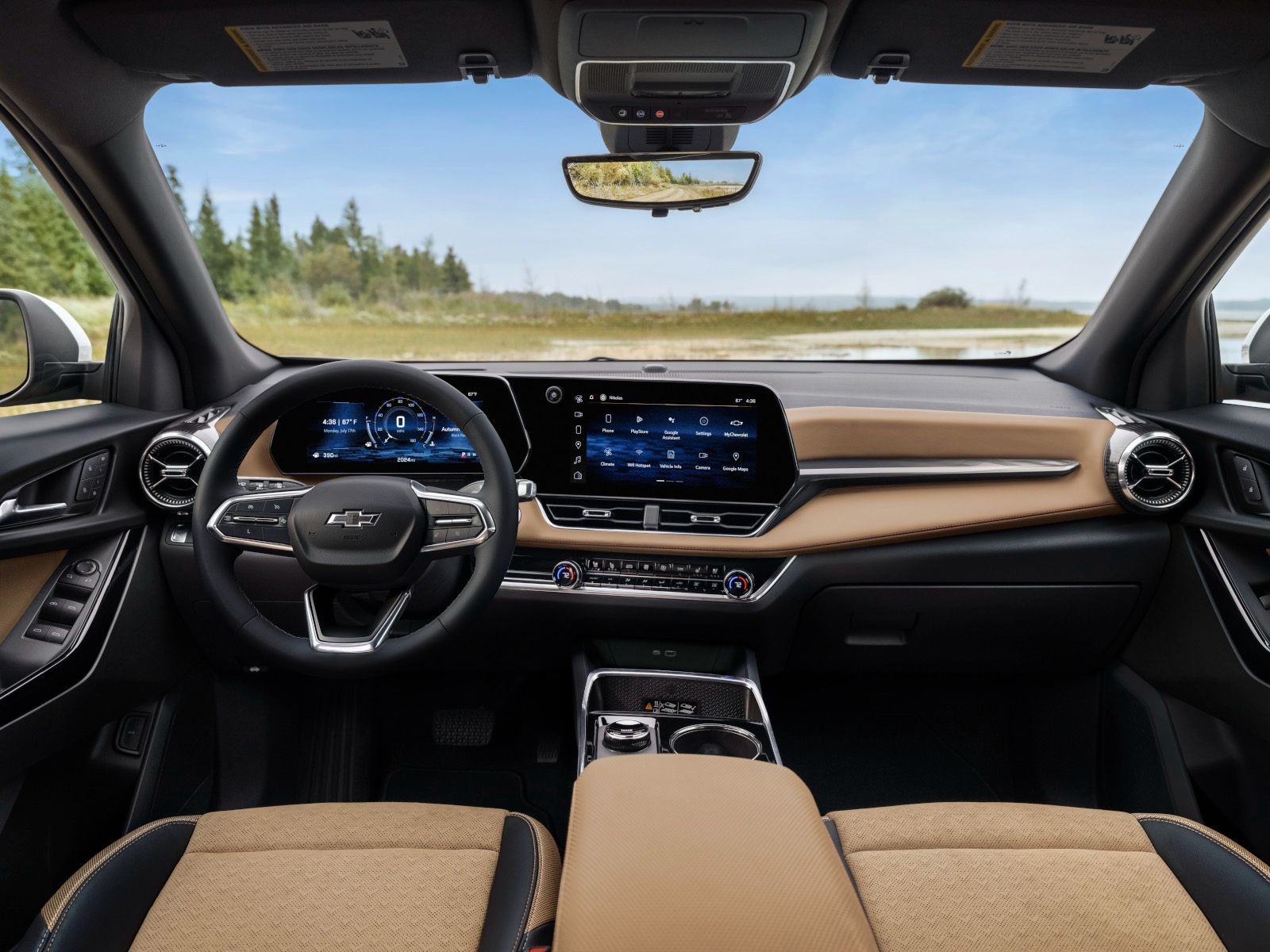 2026 Chevrolet Equinox - Interior view of the dashboard, steering wheel, and large infotainment screen - City Chevrolet Buick GMC - Chevrolet car dealership in Toronto, Ontario