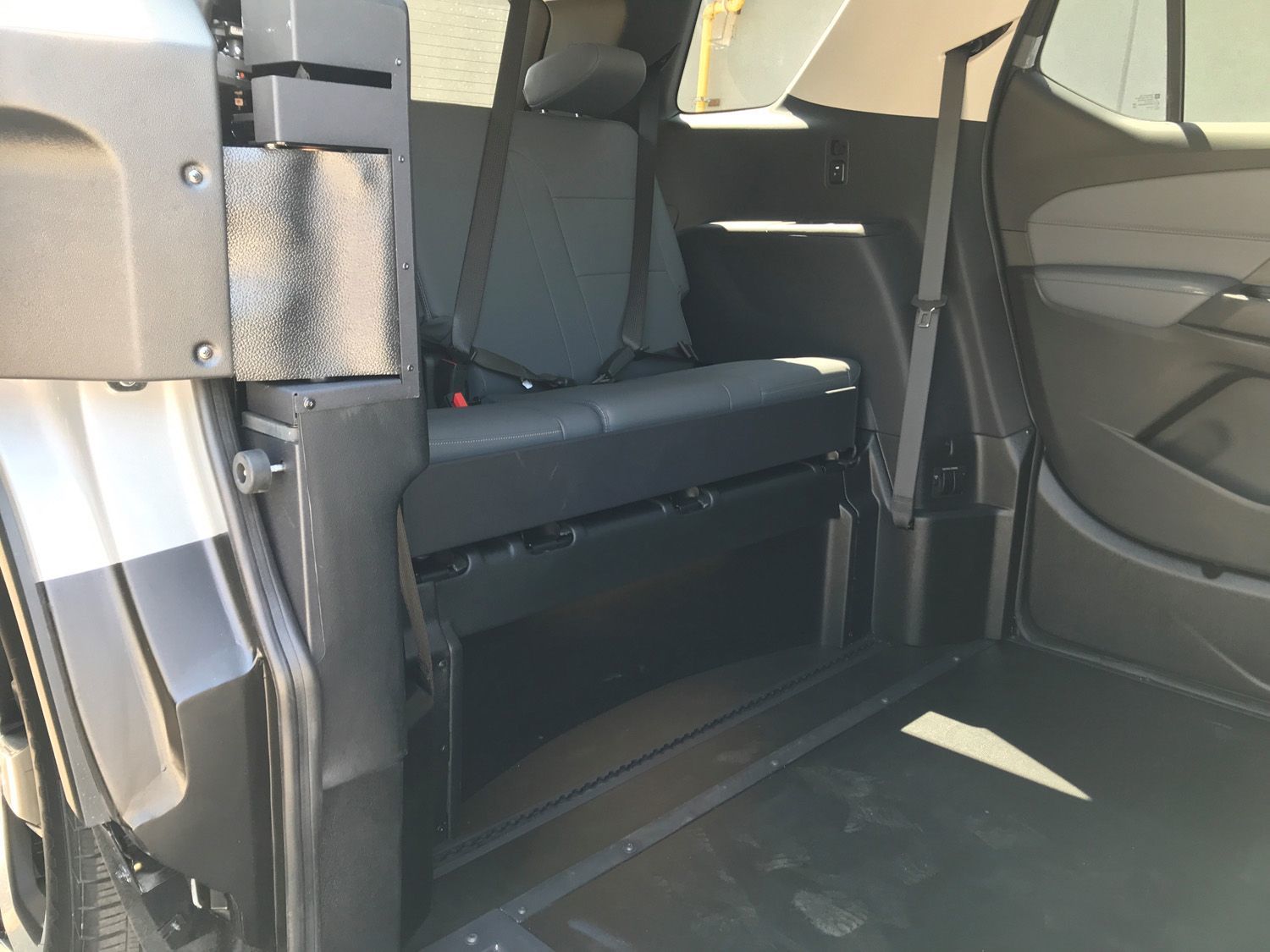 Chevrolet Traverse - Interior view of the accessible lowered floor and rear seating - Courtland Mobility - Accessible Vehicle dealership in Burlington, Ontario