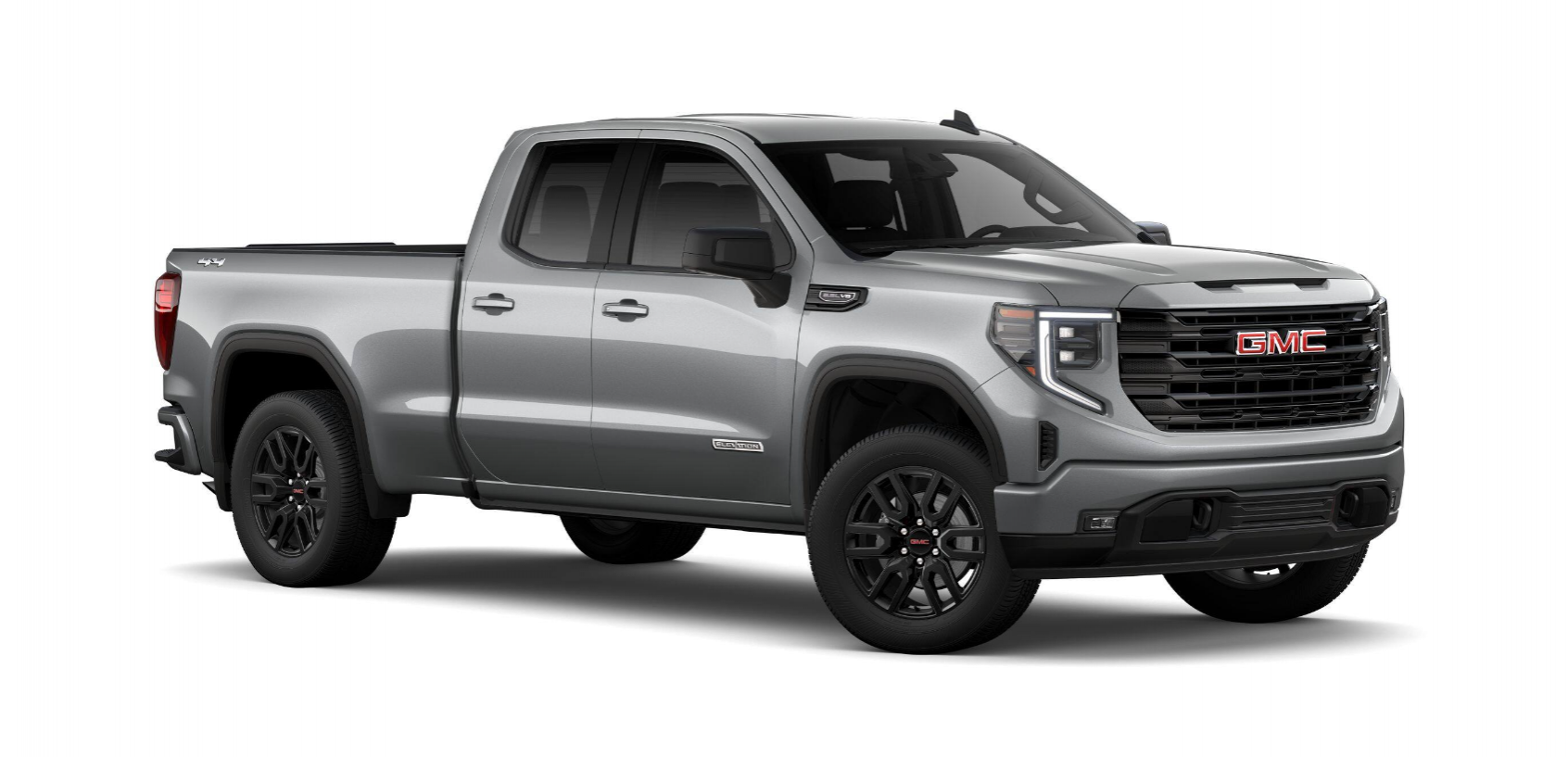 2026 GMC Sierra 1500 Elevation - A silver 2026 GMC Sierra 1500 Elevation with black wheels, shown from the front three-quarter angle - City Chevrolet Buick GMC - New car dealership in Toronto, Ontario