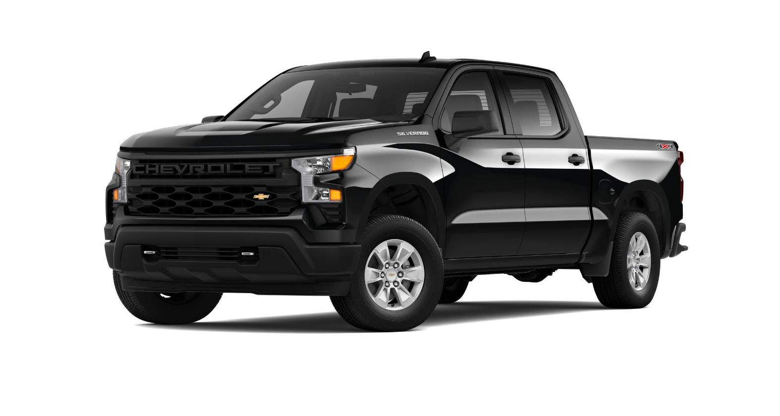 2026 Chevrolet Silverado 1500 - a black 2026 Chevrolet Silverado 1500 Crew Cab against a white background - City Chevrolet, Buick, GMC - New car dealership in Toronto, Ontario