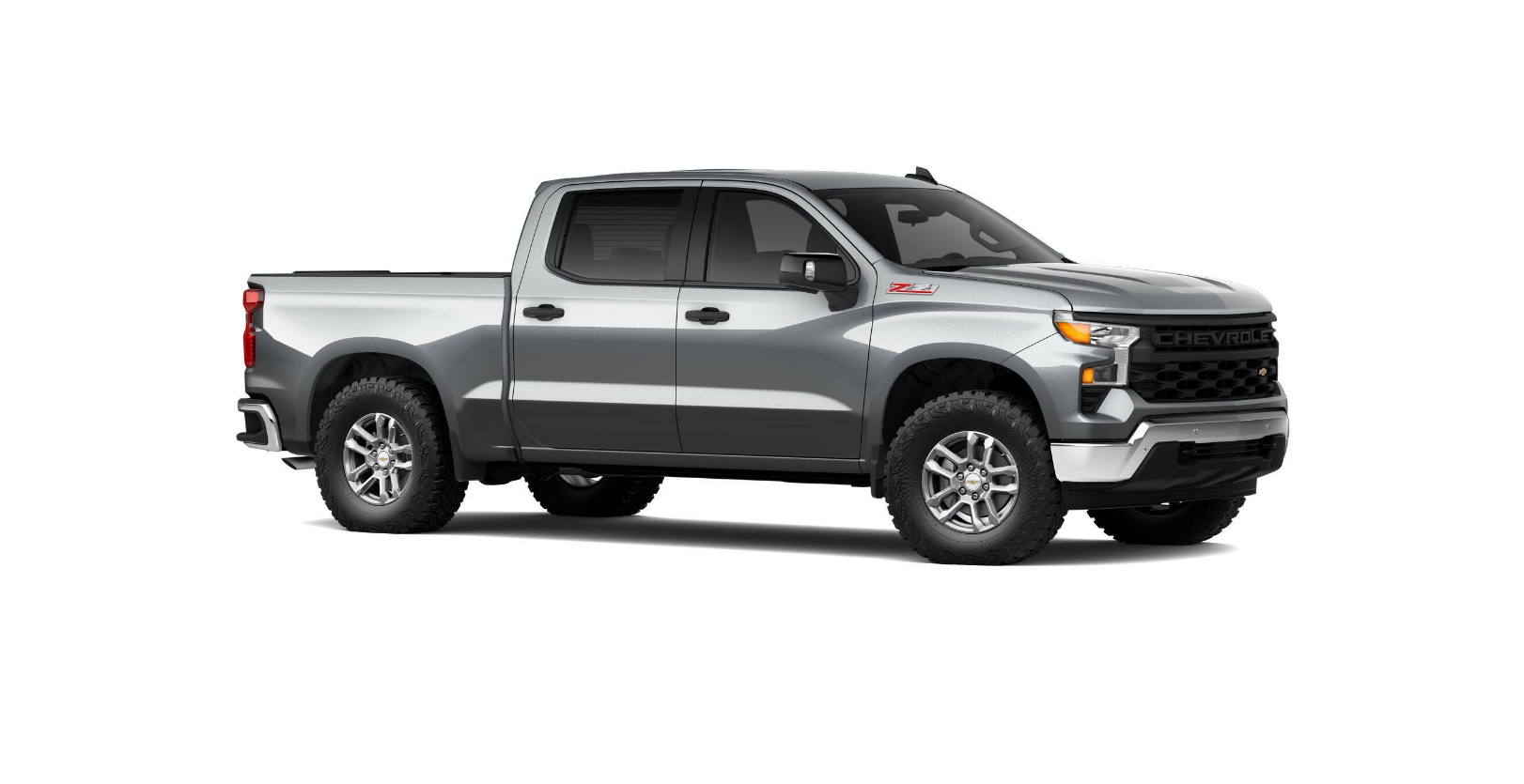 2026 Chevrolet Silverado 1500 - a silver 2026 Chevrolet Silverado 1500 Crew Cab against a white background - City Chevrolet, Buick, GMC - New car dealership in Toronto, Ontario