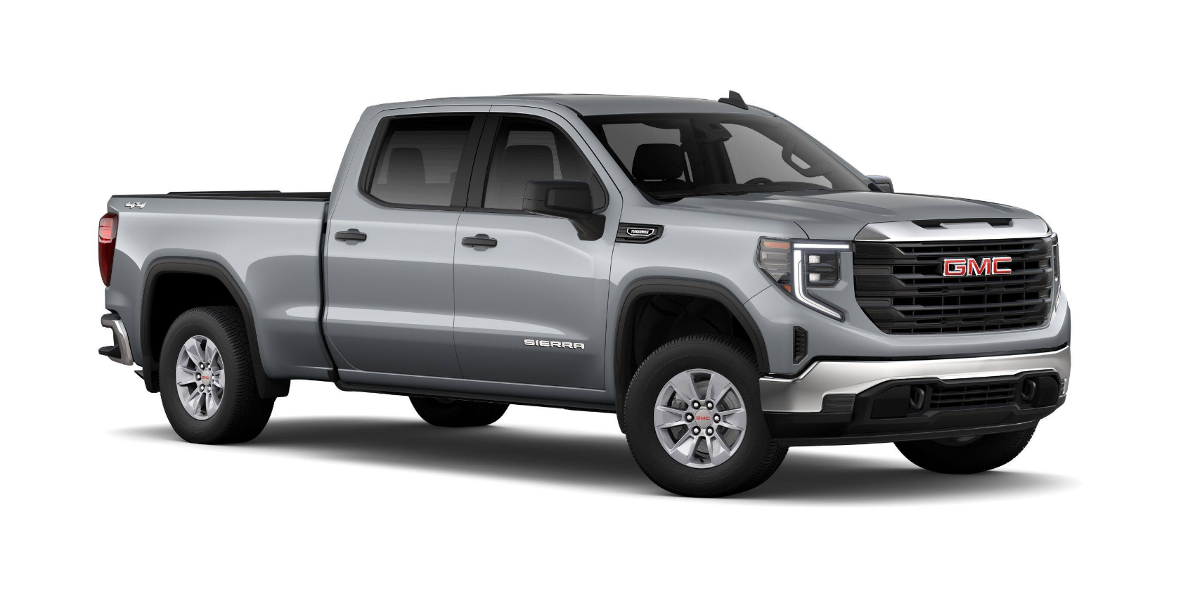 2026 GMC Sierra 1500 - a silver 2026 GMC Sierra 1500 Crew Cab against a white background - City Chevrolet, Buick, GMC - New car dealership in Toronto, Ontario