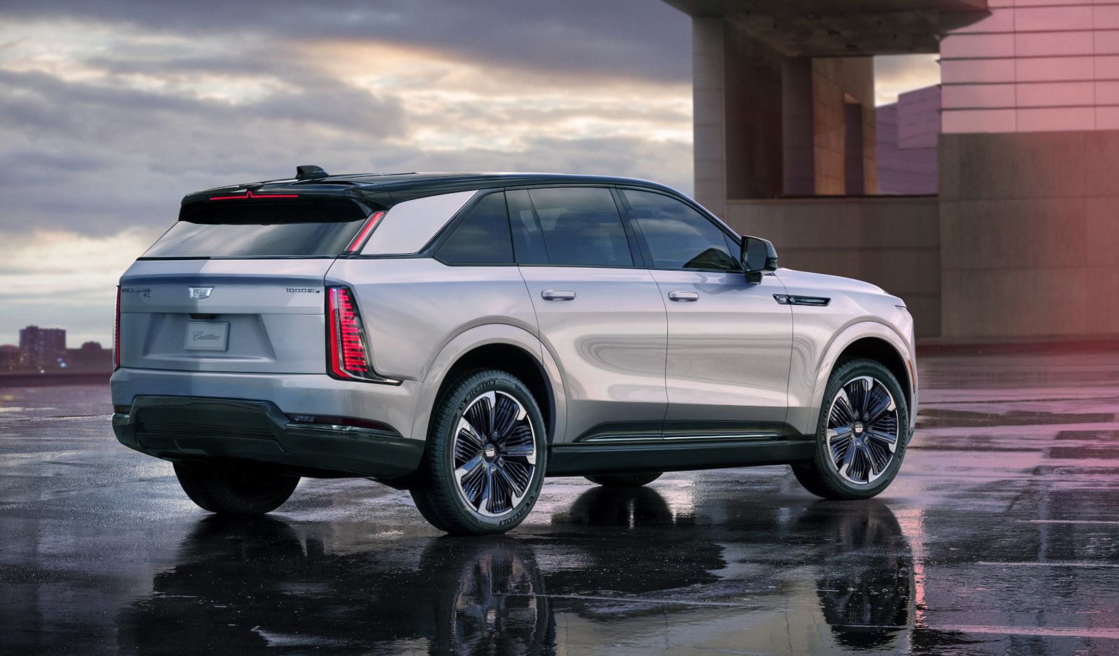 2026 Cadillac Escalade IQ - rear three-quarter view of a silver electric SUV - Applewood Cadillac - New car dealership in Mississauga, Ontario