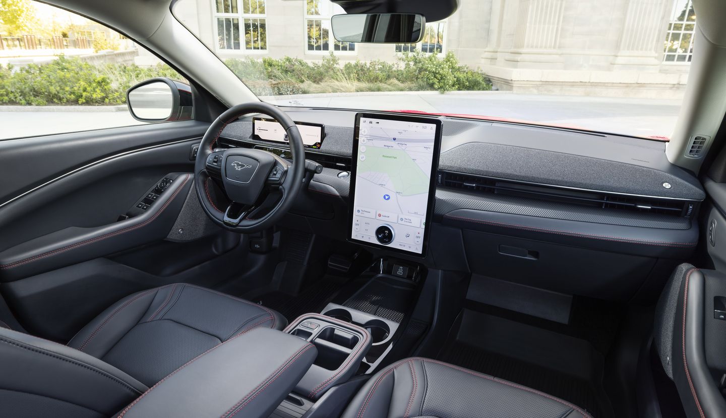 2026 Ford Mustang Mach-E - interior view of the Ford Mustang Mach-E dashboard and infotainment screen - Humberview Group - New car dealerships in Ontario