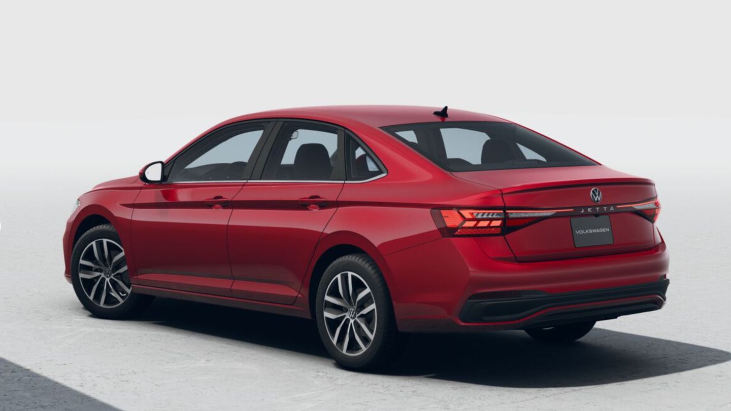 2026 Volkswagen Jetta - rear three-quarter view of a red 2026 Volkswagen Jetta - Humberview Volkswagen - Volkswagen car dealership in Toronto, Ontario