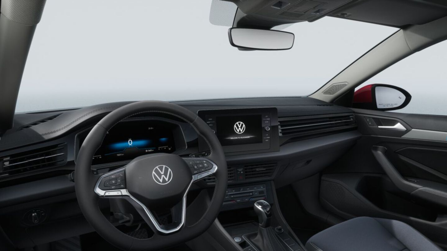 2026 Volkswagen Jetta - interior view of the 2026 Volkswagen Jetta's dashboard and steering wheel - Humberview Volkswagen - Volkswagen car dealership in Toronto, Ontario