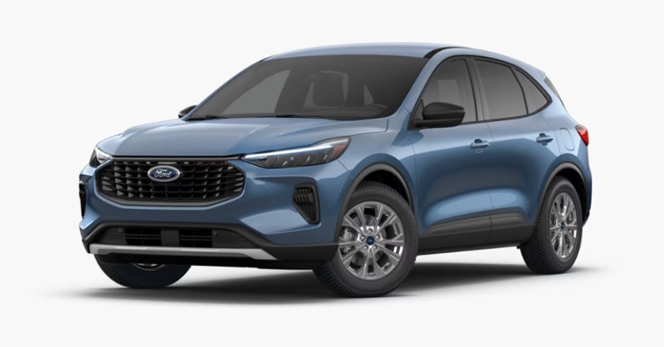 2026 Ford Escape Active - front 3/4 view of a light blue 2026 Ford Escape Active against a white background - Bayfield Ford - Ford new car dealership in Barrie, ON