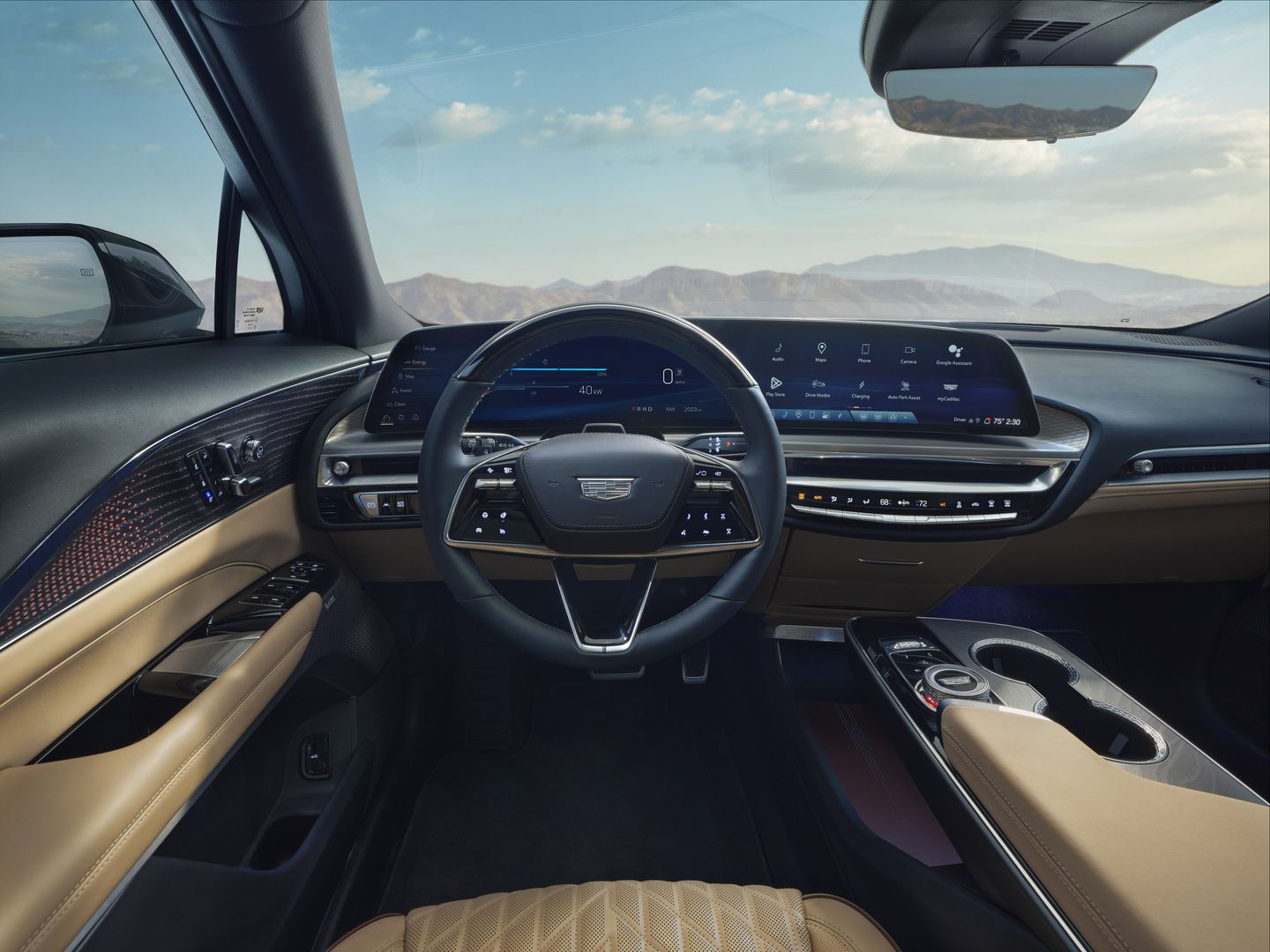 2026 Cadillac Lyriq - interior view of the 2026 Cadillac Lyriq steering wheel and digital dashboard screen - City Cadillac - New car dealership in Toronto, Ontario
