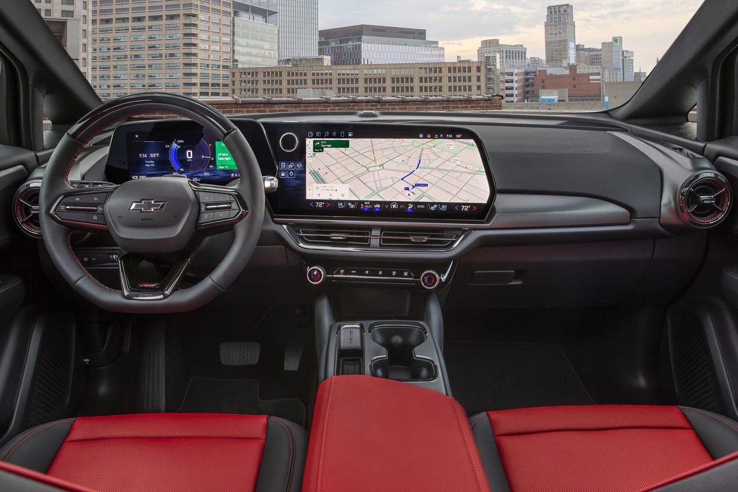 2026 Chevrolet Equinox EV - interior view of the 2026 Chevrolet Equinox EV dashboard, steering wheel, and infotainment screen - Humberview Chevrolet, Buick, GMC - Chevrolet new car dealership in Toronto, Ontario