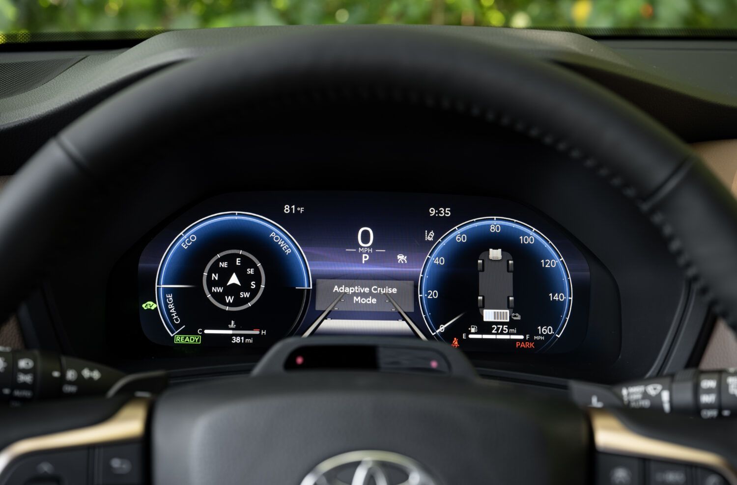 2026 Toyota Grand Highlander - interior view of the 2026 Toyota Grand Highlander's digital instrument cluster and steering wheel - Oakville Toyota - Toyota car dealership in Oakville, Ontario