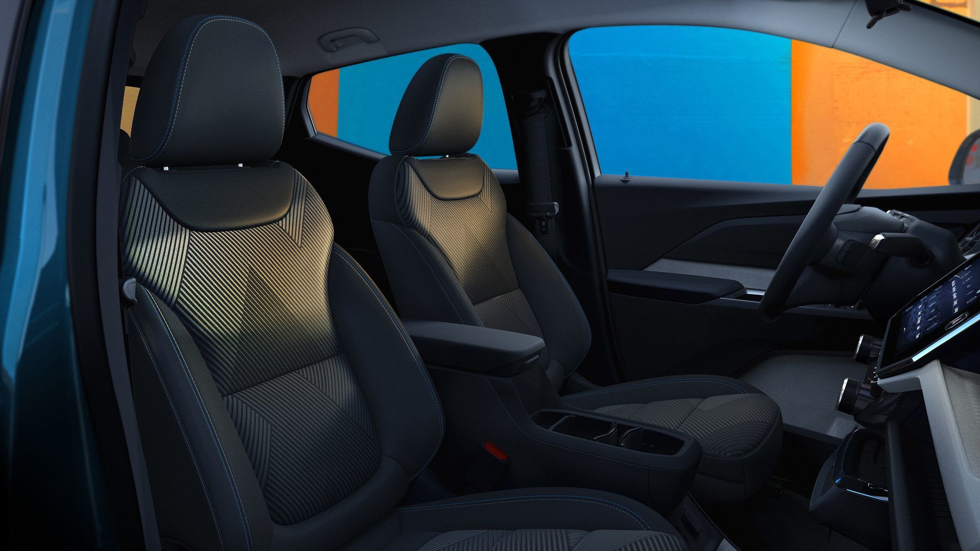 2027 Chevrolet Bolt - interior view of the front passenger and driver seats - Applewood Chevrolet Buick GMC - Chevrolet car dealership in Mississauga, Ontario