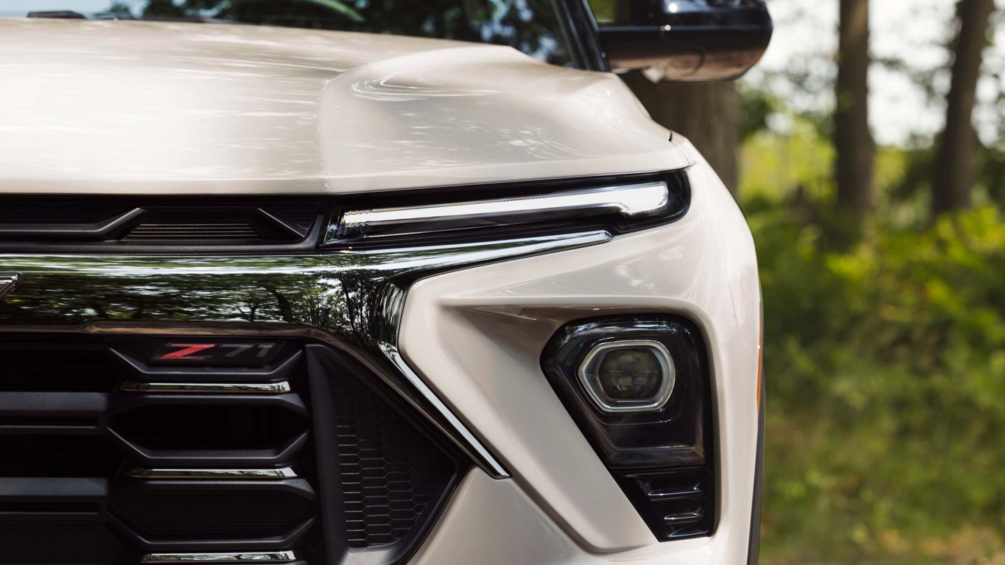 2027 Chevrolet Trailblazer - close-up of the 2027 Chevrolet Trailblazer's headlight and Z71 front grille badge - City Chevrolet Buick GMC - Chevrolet new car dealership in Toronto, Ontario
