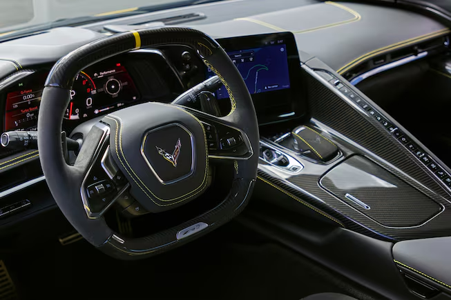 2025 Corvette ZR1 interior. 2025 Corvette ZR1 cabin. Interior features Corvette ZR1. 2025 Corvette ZR1 interior design. Corvette ZR1 interior comfort. Leather seats Corvette ZR1 2025. Sporty interior Corvette ZR1. Touchscreen Corvette ZR1 2025. Leather steering wheel Corvette ZR1. 2025 Corvette ZR1 cockpit. Audio system Corvette ZR1 2025. High-end finishes Corvette ZR1. Interior ambiance Corvette ZR1 2025. Premium interior Corvette ZR1. 2025 Corvette ZR1 interior details.