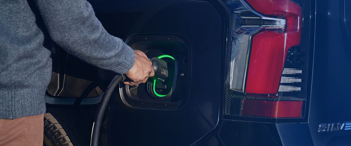 Image showing the 2026 Chevrolet Silverado EV Trail Boss charging.