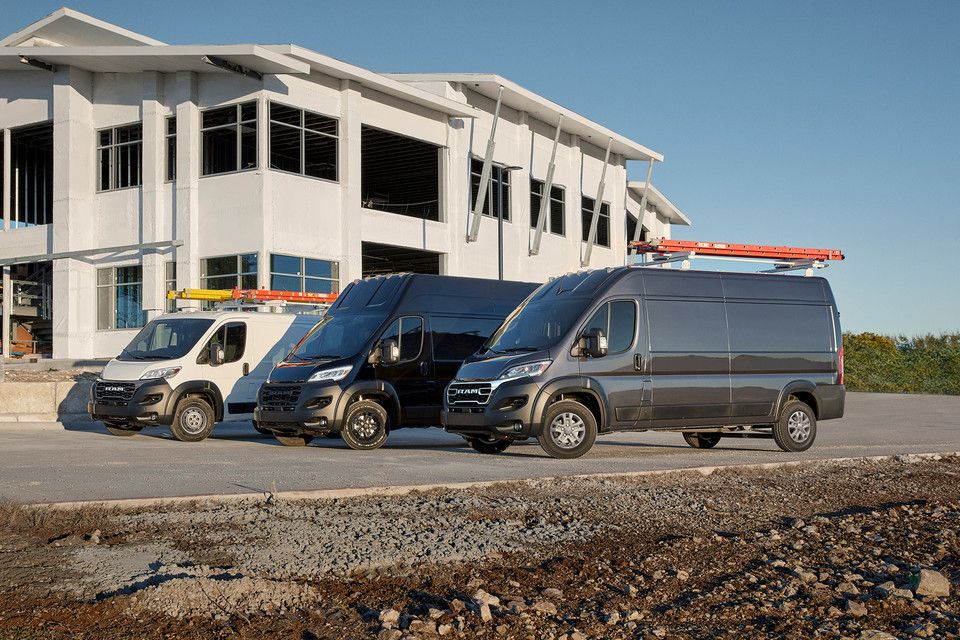 Side view of three models of 2025 Promaster