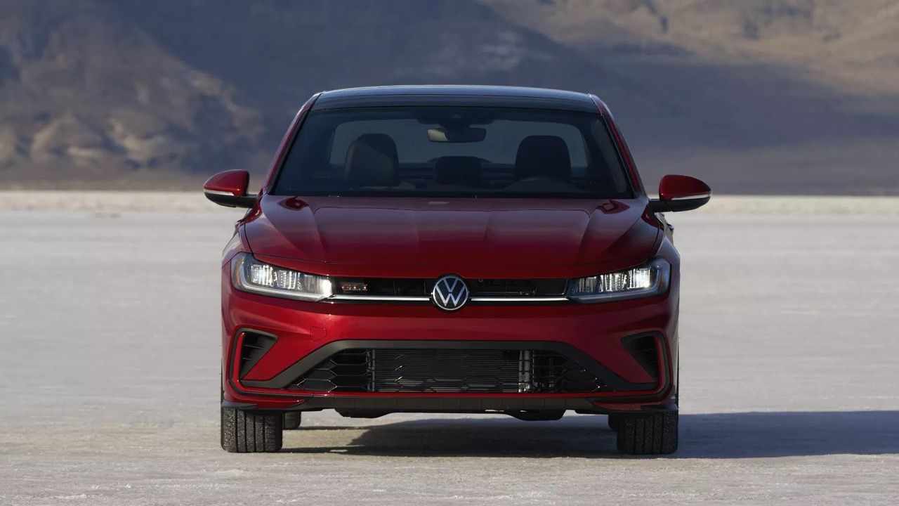 2026 Volkswagen Jetta GLI turbocharged performance sedan driving in Edmonton